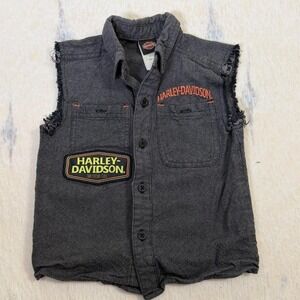 Harley Davidson Toddler 2T Sleeveless Button Shirt Milwaukee Since 1903